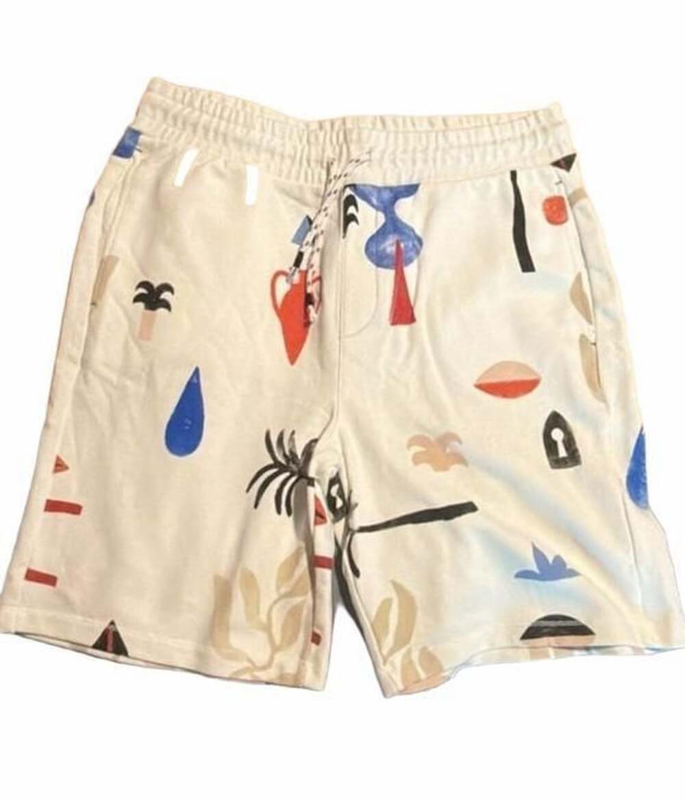 Zara Graphic Print Sweat Shorts XL Men Multicolor Pockets Drawstring